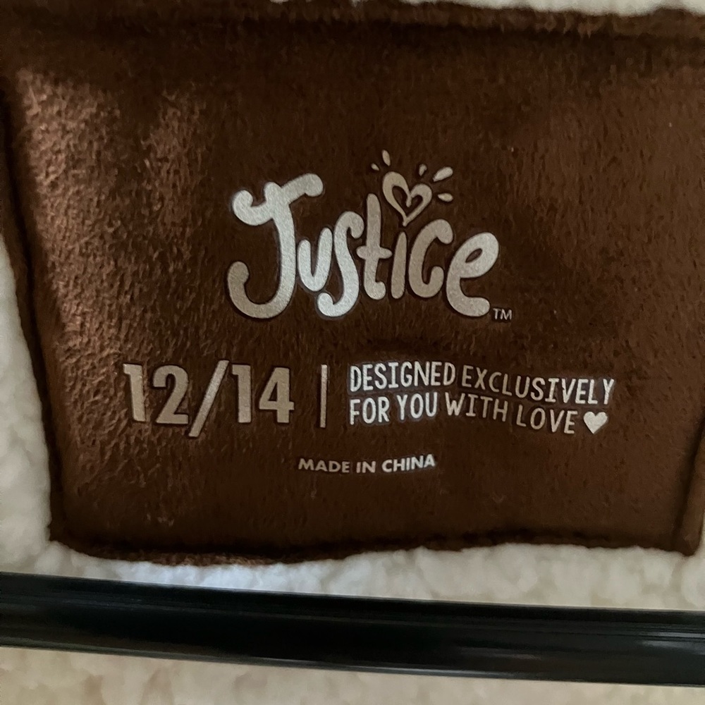 Justice size 12/14 kids jacket.  Like new. Brown with cream sherpa lined inside. - Picture 2 of 4